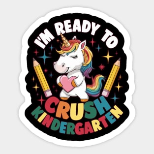 Unicorn Ready to Crush Kindergarten Sticker